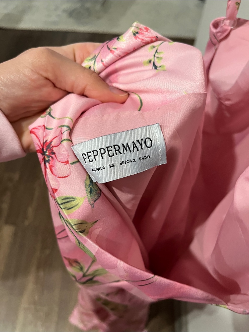 Peppermayo Pink Floral Satin Slip Dress - Picture 3 of 3